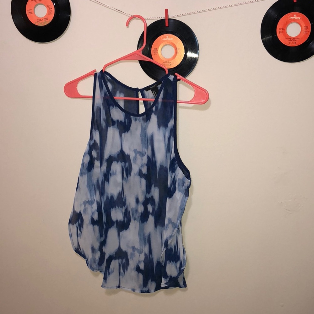 Sheer blue tank, open sides